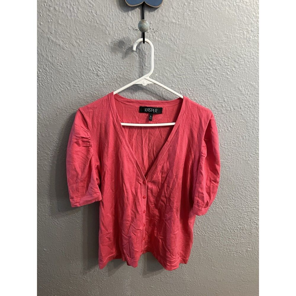 Womens Kasper  Short Sleeve Button Salmon Color‎ Size XL